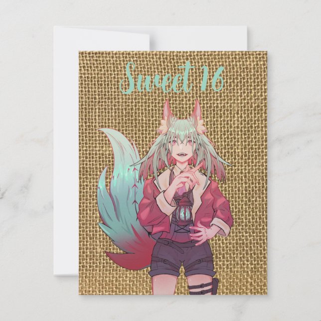 Cartão Sweet 16 VTuber Anime (Frente)