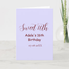 Cartão Sweet 16th birthday purple pastel mauve retro name