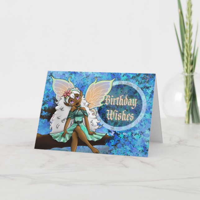 Cartão Sweet African Fairy Birthday (Frente)