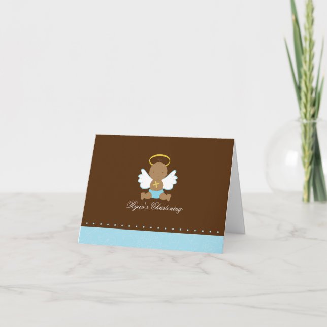 Cartão Sweet Baby Boy Christening (Frente)