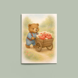 Cartão Sweet Bear Valentine Hearts | Whimsical Woodland 