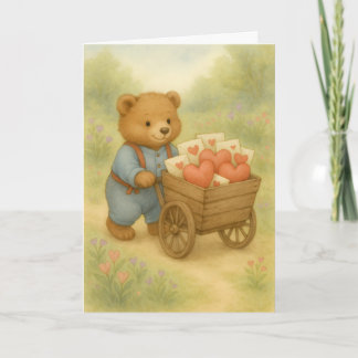 Cartão Sweet Bear Valentine Hearts | Whimsical Woodland 