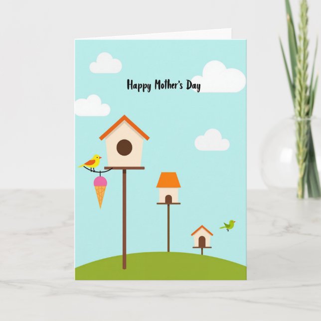 Cartão Sweet Birdhouse Mothers Day Card (Frente)
