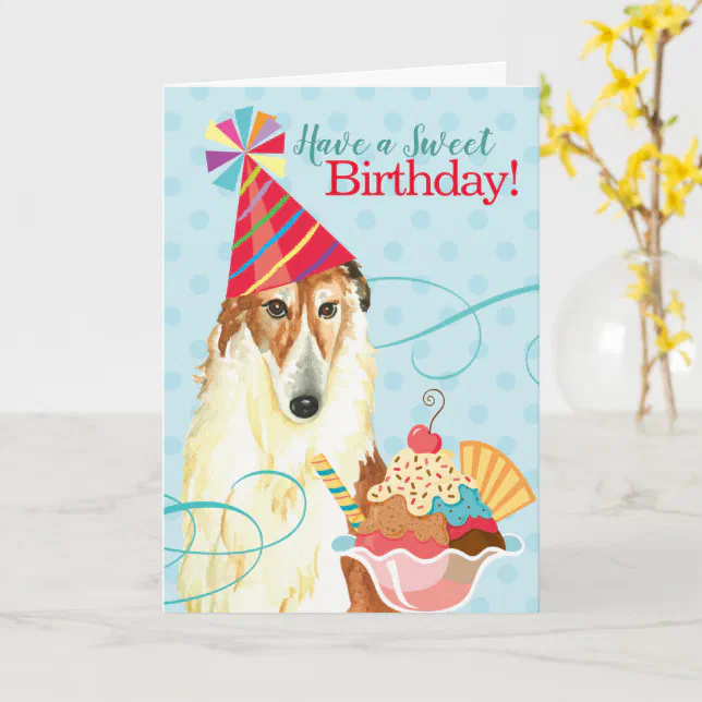 Cartão Sweet Birthday Borzoi
