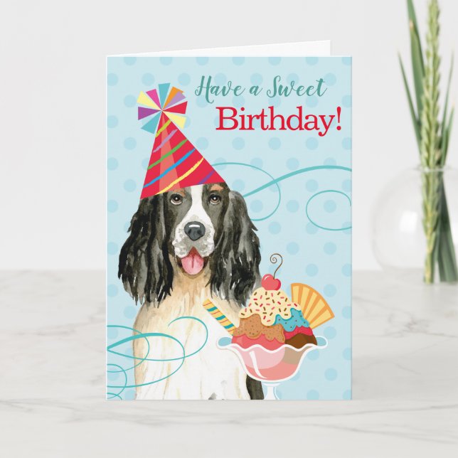 Cartão Sweet Birthday English Springer Spaniel (Frente)