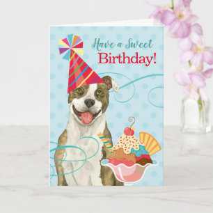 Cartão Sweet Birthday Pit Bull Terrier