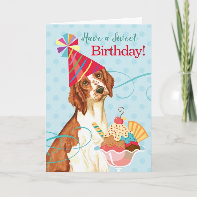 Cartão Sweet Birthday Welsh Springer Spaniel (Frente)