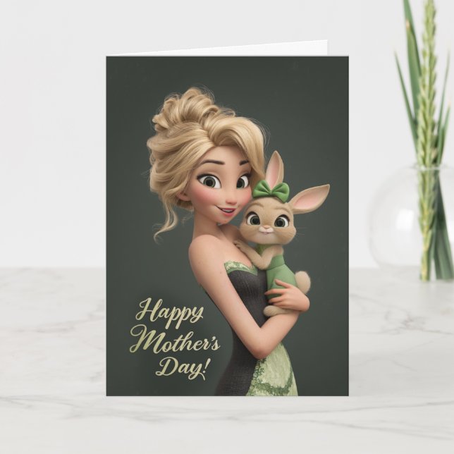 Cartão Sweet Bunny Mother’s Day Card for Mom (Frente)
