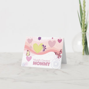 Cartão Sweet butterfly hearts world's greatest mommy card