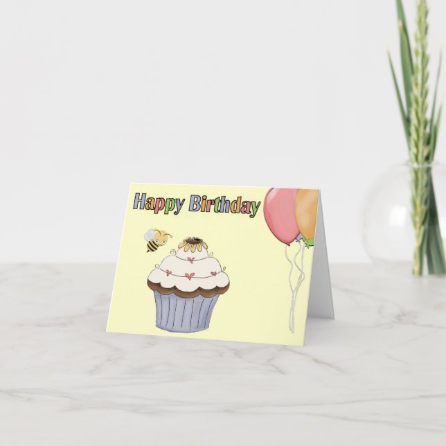 Cartão Sweet Cupcake Birthday Greeting Card (Frente)