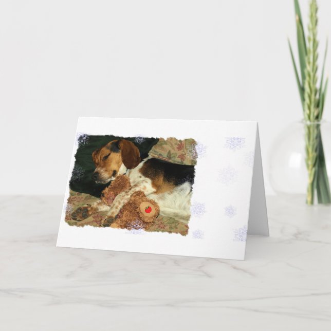 Cartão Sweet Dreams Sleepy Snoopy Beagle with Teddy Bear (Frente)