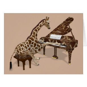Cartão Sweet Giraffe Playing Piano