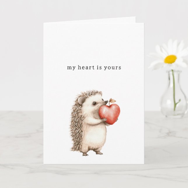 Cartão Sweet Hedgehog Heart Love (Planta pequena)