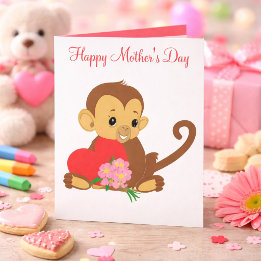 Cartão Sweet Kids Mother’s Day Baby Monkey