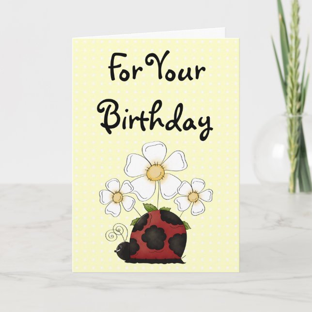 Cartão Sweet Little Ladybug Birthday Philippians 4:8 (Frente)