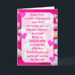 Cartão Sweet Lovely Poem Mum Sentimental Birthday Card<br><div class="desc">Beautiful birthday card for a Mum with a sweet pretty verse full of love and sentiment. Poem courtesy and copyright of Sue Lawson. Card features pink hearts on a background of sweets. Send this card to your mother on her birthday to show your love. Thank you for viewing my designs....</div>