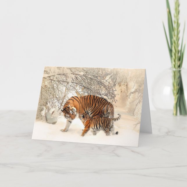 Cartão Sweet Mama and Baby Tiger Blank Greeting Card (Frente)