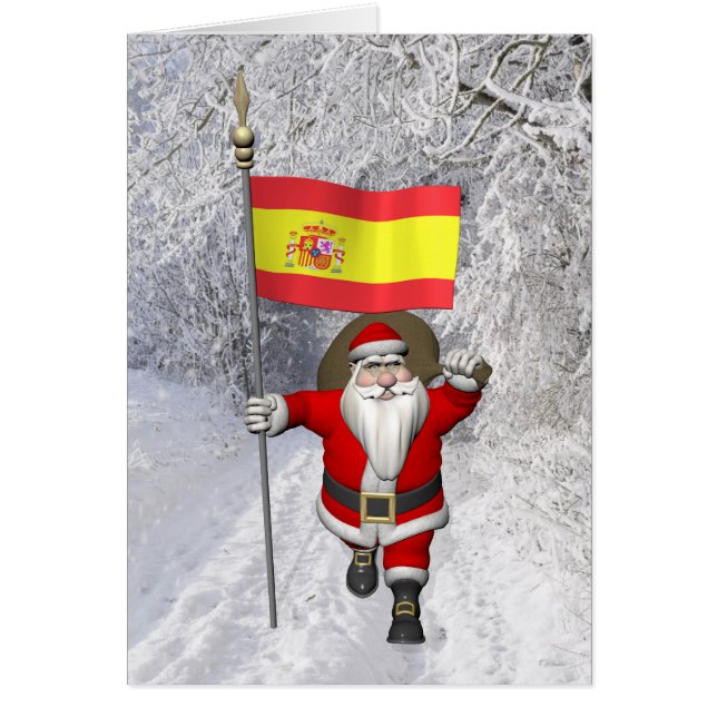 Cartão Sweet Papá Noel Waving La Rojigualda (Frente)