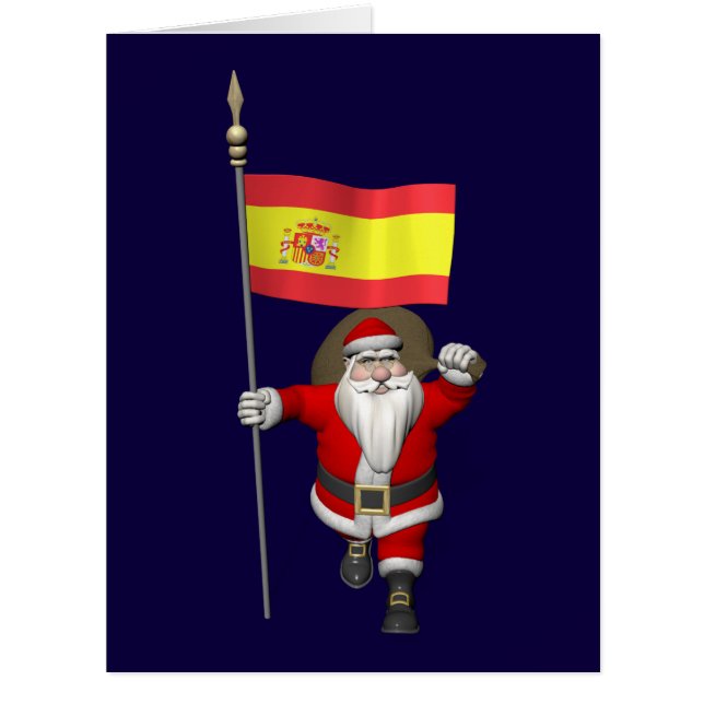 Cartão Sweet Papá Noel  Waving La Rojigualda (Frente)