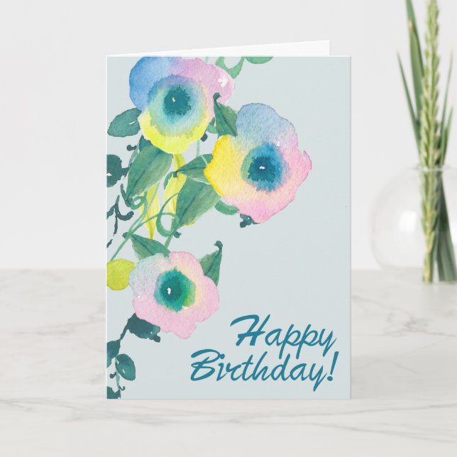 Cartão Sweet Pea Floral Birthday (Frente)
