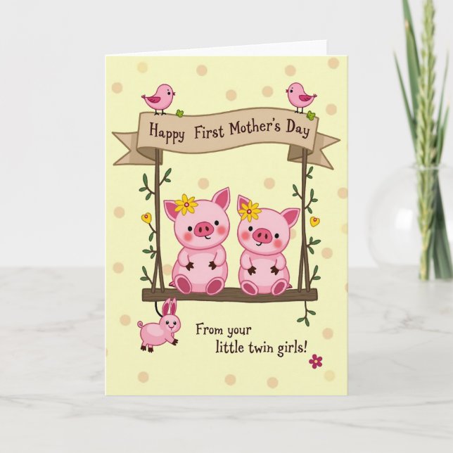 Cartão Sweet Piglets Mothers Day Card (Frente)