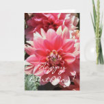Cartão Sweet Pink Zinnea Happy Birthday Card<br><div class="desc">This beautiful Birthday card features a sweet pink Zinnia color digital photo taken in a San Francisco Garden. Photo taken by N. Joanna Foor. See my store for other coordinating items or hire me to create something custom for your business or personal event!</div>