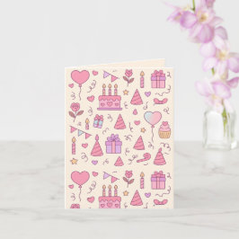 Cartão Sweet Princess Party Celebration Pattern