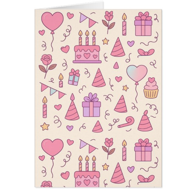 Cartão Sweet Princess Party Celebration Pattern (Frente)