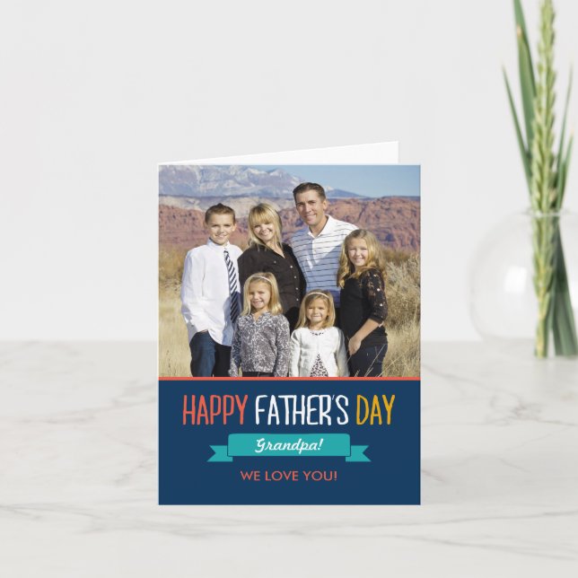 Cartão Sweet Ribbon Fathers Day Photo Card (Frente)