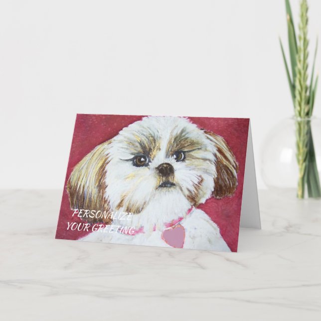 Cartão Sweet Shih-Tzu Mix Puppy (Frente)