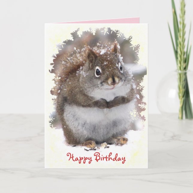 Cartão Sweet Squirrel Birthday (Frente)