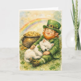 Cartão Sweet St. Patrick’s Day Westie & Leprechaun Card