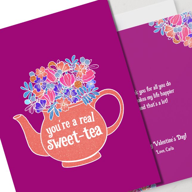 Cartão Sweet Tea Illustrated Valentine's Day Card (Criador carregado)