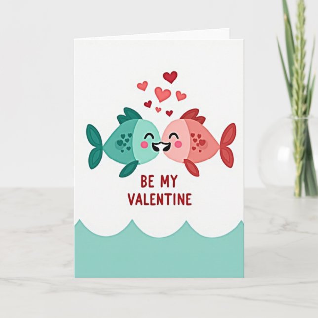 Cartão Sweet Valentine Fish Kiss Card (Frente)
