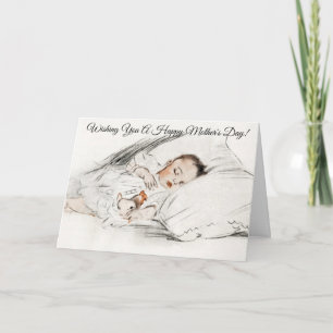 Cartão Sweet Vintage Baby Sleeping