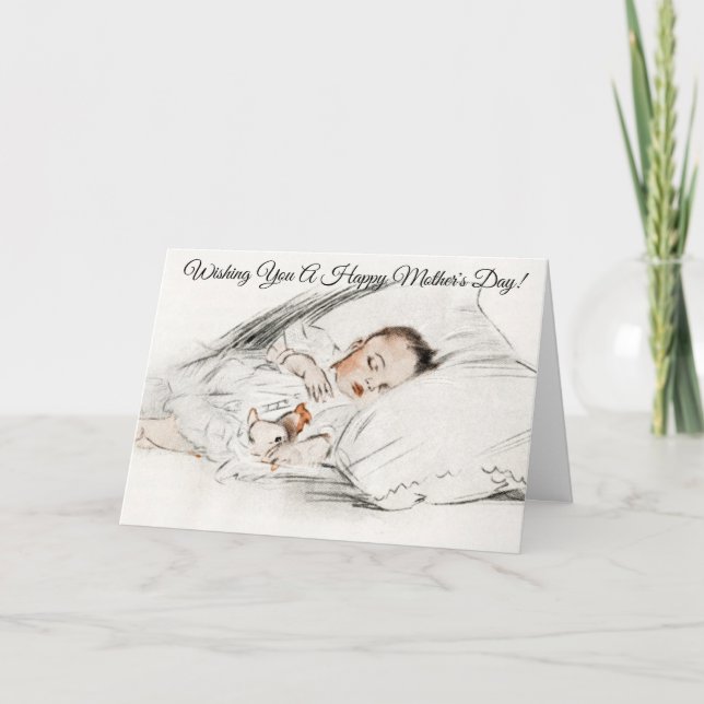 Cartão Sweet Vintage Baby Sleeping (Frente)