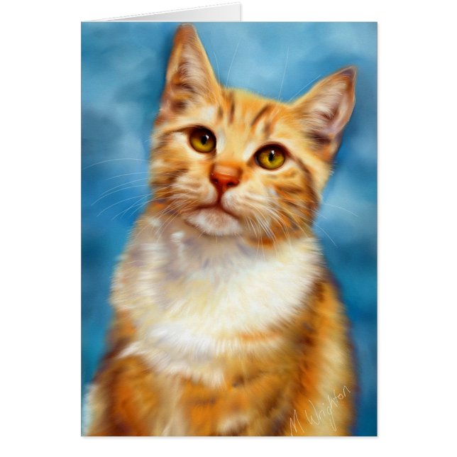 Cartão Sweet William - Orange Tabby Cat Art (Frente)