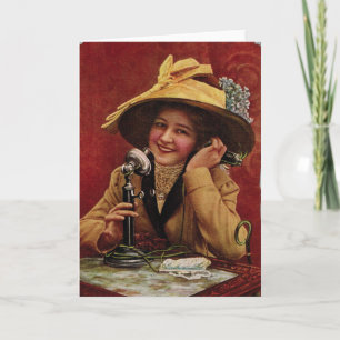 Cartão Sweetheart de 1910 em uma placa de saudação telefô