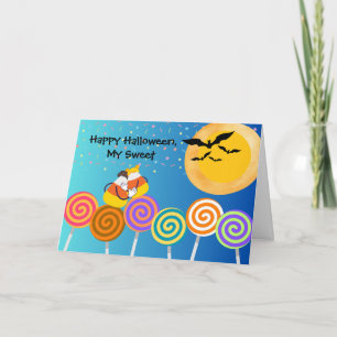 Cartão Swetheart Halloween com Casal de milho doce