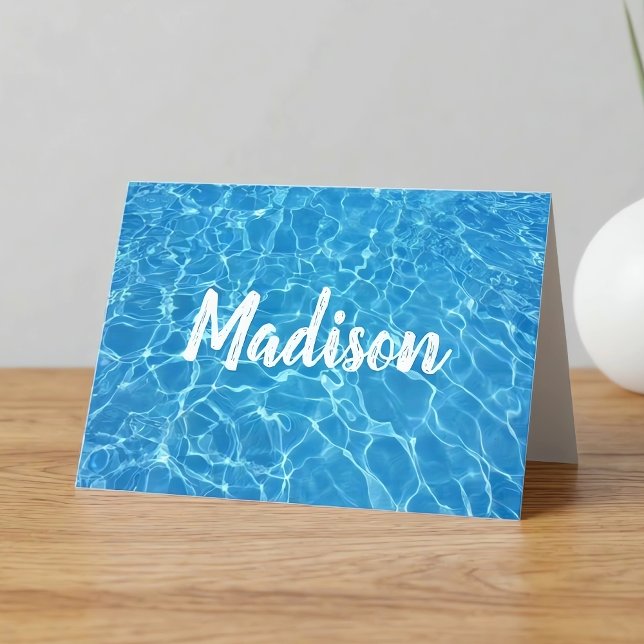 Cartão Swimmer or Swim Coach Cool Blue Pool Water Custom (Personalized swimming pool greeting card for swimmers, swim coaches or pool professionals.)