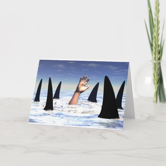 Cartão Swimming with sharks (Frente)