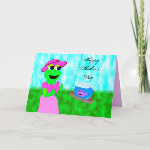 Cartão swinging frog, Mother's Day