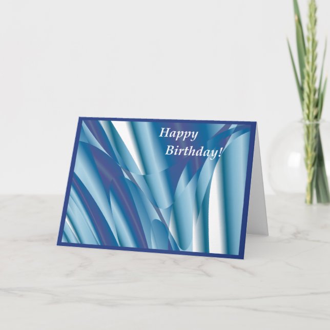 Cartão Swirling Blue Abstract Birthday Card (Frente)