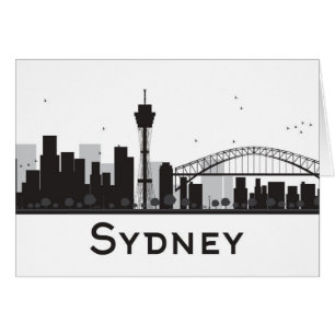 Cartão Sydney, Austrália skyline preta & branca de da