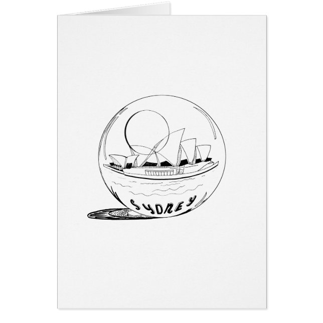 Cartão Sydney num globo de vidro (Frente)