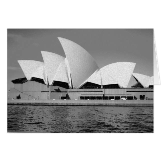 Cartão Sydney Opera House em Preto e Branco (Frente horizontal)