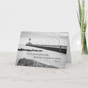 Cartão Sympathy card - bible verse on lighthouse photo