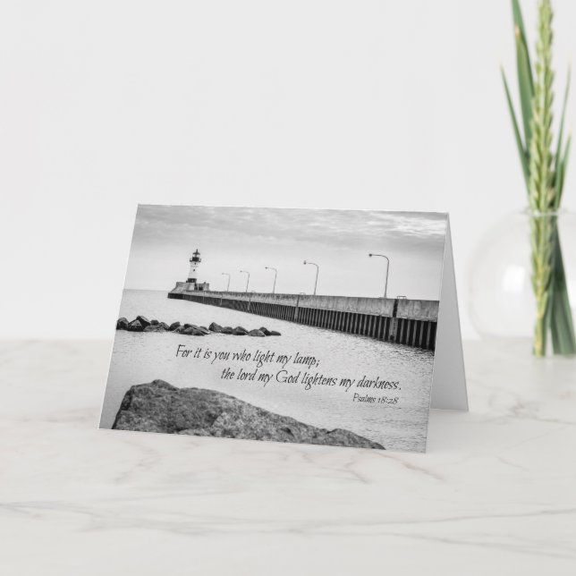 Cartão Sympathy card - bible verse on lighthouse photo (Frente)