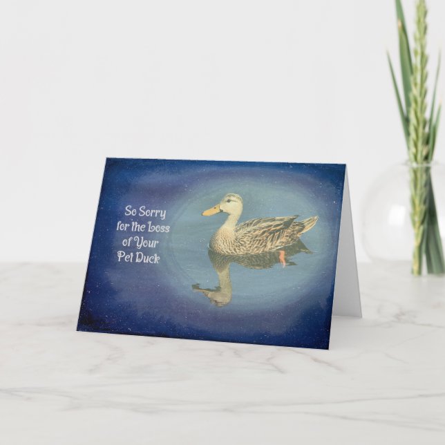 Cartão Sympathy Card for Loss of Pet Duck (Frente)