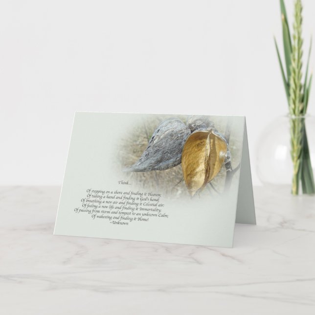 Cartão Sympathy Card - Poem and Milkweed Pods (Frente)